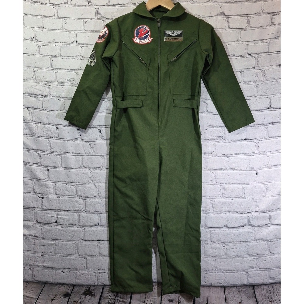 Paramount Top Gun Maverick Flight Suit Costume Childs L‎ Navy Pilot Jumpsuit